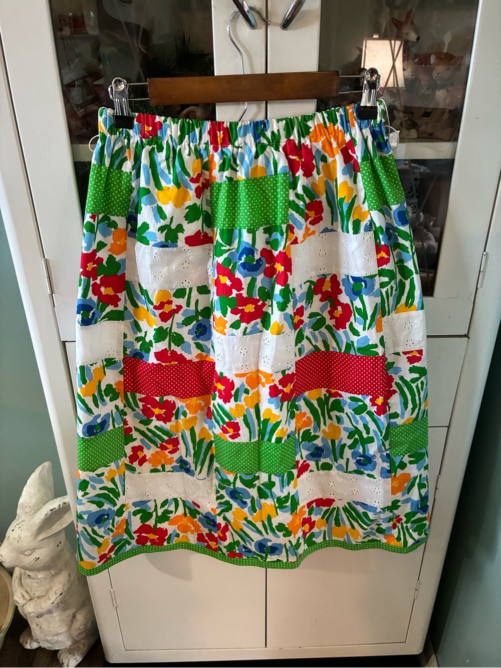 Sanibel Sport Vintage sz L Floral Patchwork Elastic Waist Skirt like new!